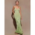 thumbnail image 4 of Women'S Knit Maxi Dress Floral Dresses Bodycon Knitted Beach Backless Swim Cover Up Dresses Flashing Green S, 4 of 7