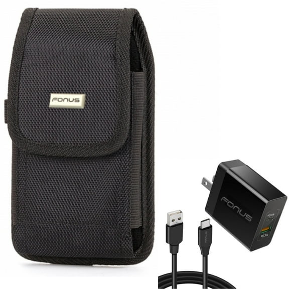 Holster Swivel Case Belt Clip with 6ft Long Cable Fast Type-C 36W PD Home Charger for Samsung Galaxy A12 5G A11