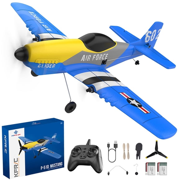 Avión RC Toileum P-51D de 3 canales, 2,4 GHz con 2 baterías