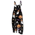 thumbnail image 2 of Women's Jumpsuit Halloween Print Casual Loose Vintage Shoulder Strap Cotton Linen, 2 of 3