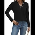 thumbnail image 3 of Camisas Elegantes de Textura para Mujer, de Algodón Básico con Rayas en las Axilas - Sudadera con Capucha Negro M, 3 of 8