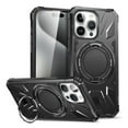 thumbnail image 2 of For Apple iPhone 16 Pro (6.3") Tough Shockproof Hybrid with Magnetic Ring Stand Compatible with MagSafe TPU + PC Protective Phone Case Cover by Xpression - Black, 2 of 9