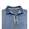 thumbnail image 7 of Miluxas Men's Lapel Cardigan T-Shirt Casual Classic Solid Color Long-Sleeved Shirt Business Button Ribbed Bottoming Shirt Light Blue, 7 of 7