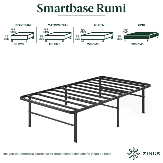 Base de Cama King Size Zinus Rumi De Montaje Fácil para todas las edades.