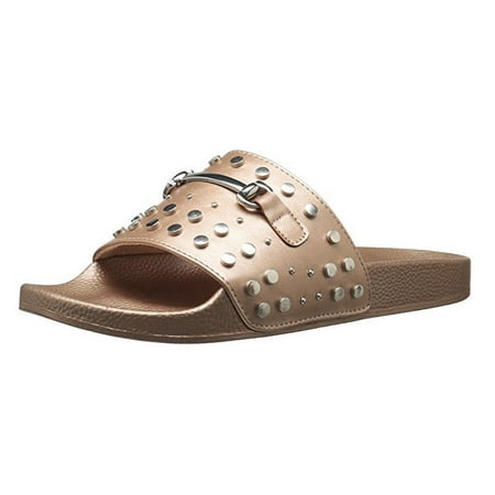 - Report Womens Gamila Flat Slide Sandal Rose Gold Studded Buckle Size 7 M US