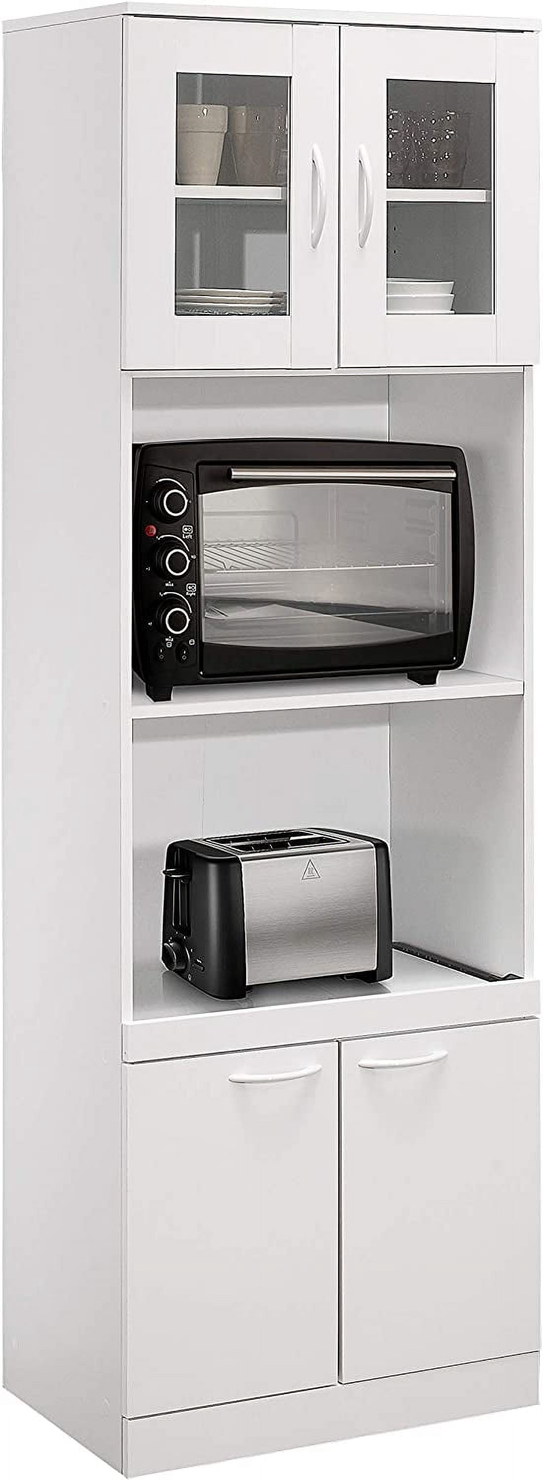 Danbury Tall Kitchen Pantry, Microwave Storage Cabinet, White, 23" W x 15" D x 70" H