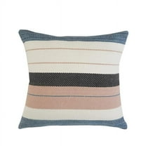 4 x 24 x 24 in. White Zippered Striped Indoor & Outdoor Throw Pillow