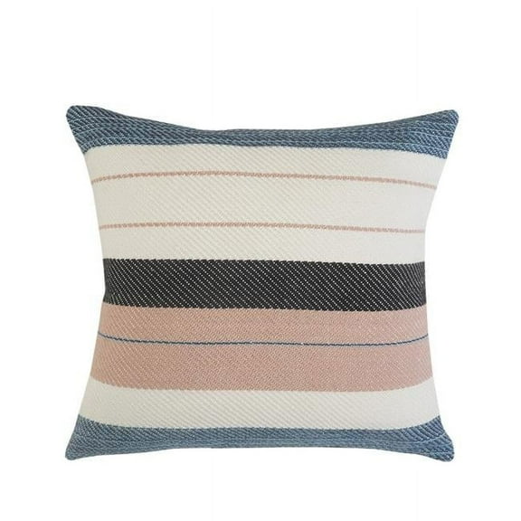 4 x 24 x 24 in. White Zippered Striped Indoor & Outdoor Throw Pillow