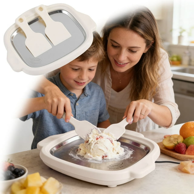 Home Ice Rolling Machine Including Quick Freezing Plate And 2 Scrapers DIY Homemade Ice Can Make Yogurt And Suitable For Children's Parent Child Activities Pressure Cooker Air Fryer Combo Cooking