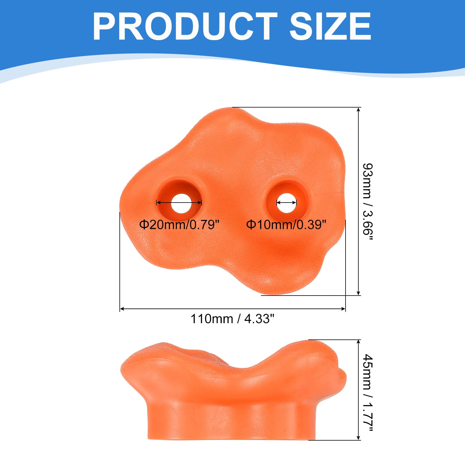 Rock Climbing Holds, 10 Pcs Large Climbing Rock Wall Grips with Double Hole for Playground Accessory, Orange Red-B