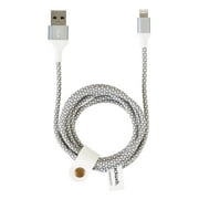 Blackweb Sync & Charging Cable with Lightning Connector and Attached Organizer, 6-Foot, Gray/White