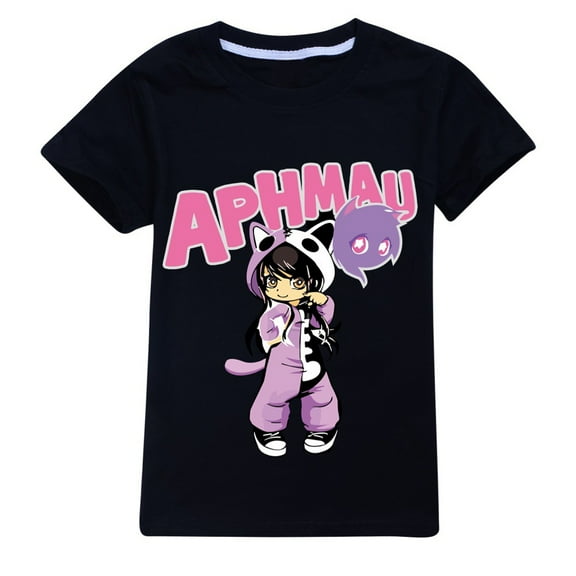 Cute Kids Teen Girl Anime Kawaii T-Shirt Short Sleeve Tee Graphic Aphmaus Tops Summer Clothes Cotton Blouse 4-13 Years