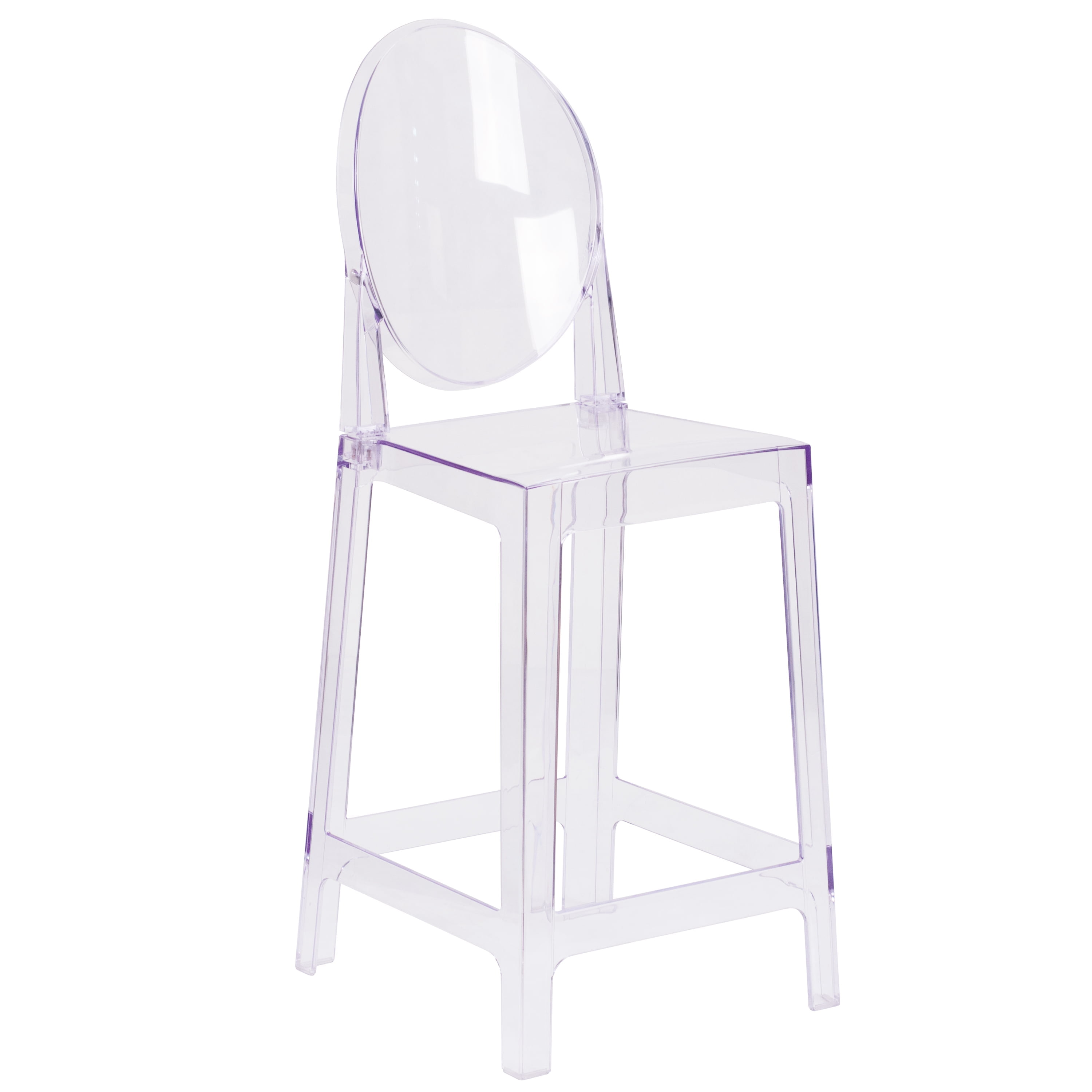 Flash Furniture Ghost Counter Stool with Oval Back in Transparent
