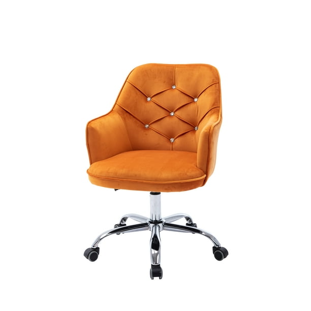 360 Degree Upholstered Vanity Chair Rolling Computer Velvet Chair
