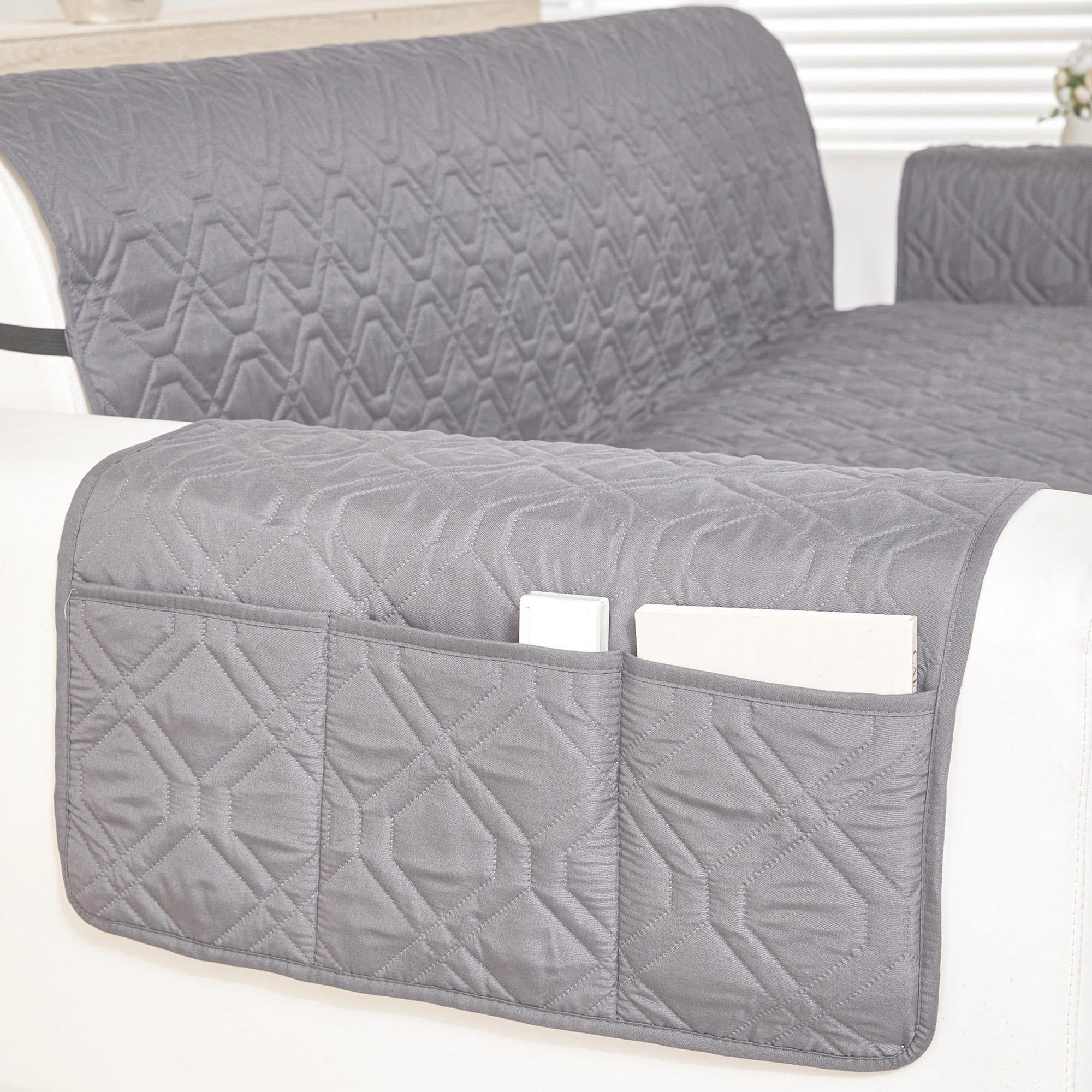 Waterproof Couch Covers 3 Cushion Couch,Non Slip 3 Seater Sofa Covers Washable,Furniture Protector with Side Pockets Elastic Straps for Dogs, Pets,Living Room(Light Gray,3 Seater Sofa)
