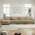 thumbnail image 3 of 166" Oversized Couch, 4 Seater Modular Sectional Sofa, Camel Large L Shaped Sectional Couches for Living Room, Fluffy Couch Set, 4 Seater, Velvet Cloud Couch with Ottoman, Sofas for Living Room, 3 of 12