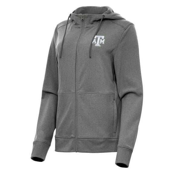 Women's Antigua Heather Black Texas A&M Aggies Seeker Full-Zip Hoodie