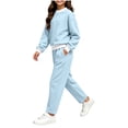 thumbnail image 5 of Fsmtpdam Girls 2 Piece Sweatsuit Set 7-8 Winter Warm Fleece Lined Tracksuit Solid Color Long Sleeve Crewneck Sweatshirt and Jogger Sweatpants with Pockets Casual Athletic Outfit, 5 of 8