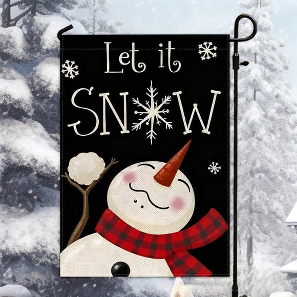 PEONAVET Linen Flags Winter Christmas Garden Flag 12x18 Inches Double Sided Winter Yard Flag Holiday Outdoor Decoration
