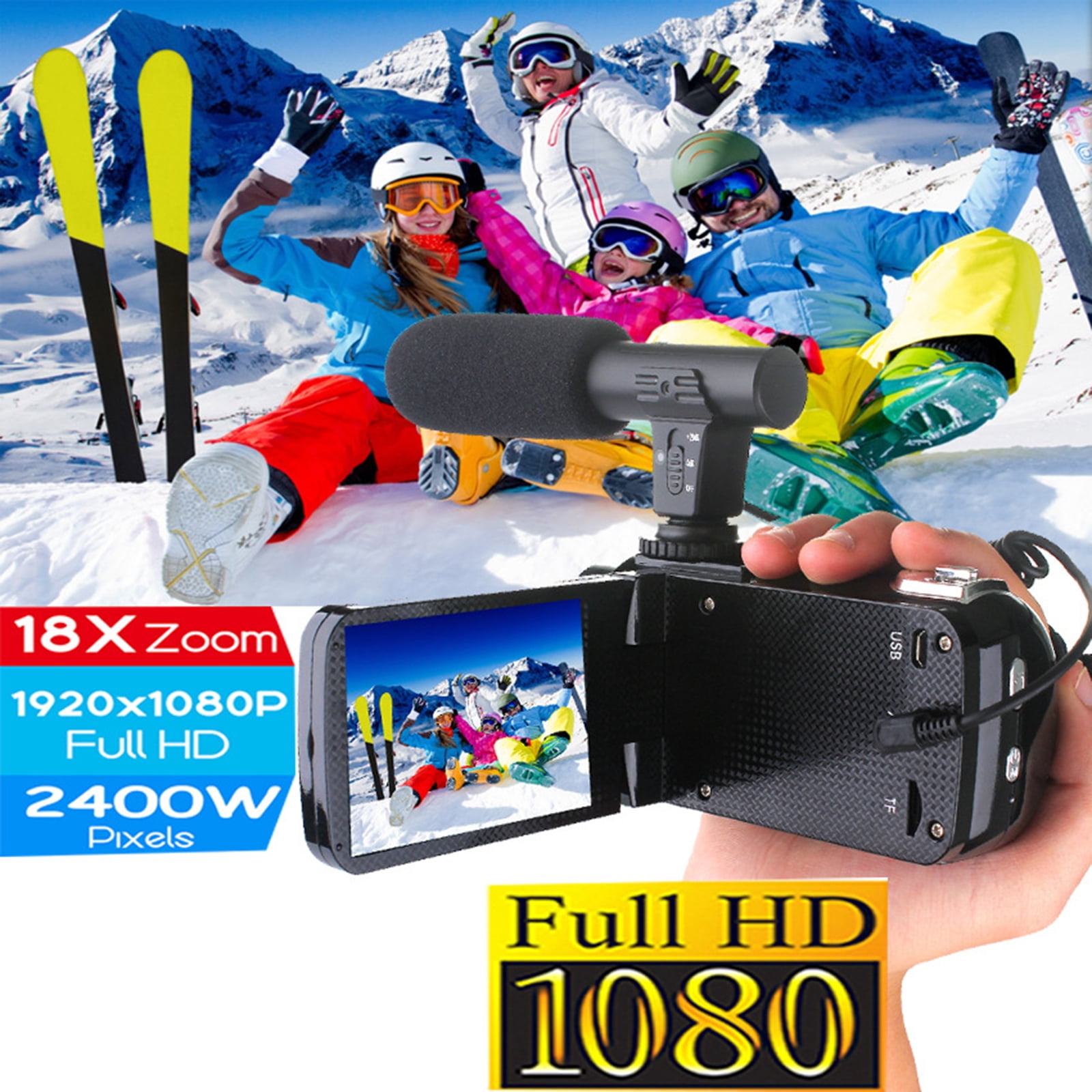 ZPAQI Professional 24MP Camcorder Digital Video Camera Night Vision 3 Inch LCD Touch Screen 18x Digital Zoom Camera Recorder with Microphone