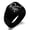 Black, variant on Stainless Steel Letter R Initial Floral Monogram Engraved Engraved Square Flat Top Biker Style Polished Signet Ring