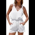 thumbnail image 3 of Conjuntos de Verano de 2 Piezas para Mujer, Sin Mangas, Cuello en V, Camisetas Sin Mangas con Nudo y Pantalones Cortos, Conjuntos A Juego, , XXL, 3 of 8