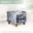thumbnail image 3 of SCRAWLGOD Marble Print Navy White Ottoman Cover Square Stretch Slipcover for Square Ottomans, Anti-Slip Footstool Cover with Elastic Bottom, 3 of 7