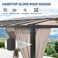 thumbnail image 5 of Gotland 10FTx28FT Outdoor Wall-Mounted Hardtop Pergola, Metal Frame Gazebo with Sloping Sun Panel Roof and Double Curtains for Patio, Garden, Lawn, Khaki, 5 of 8