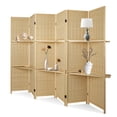 thumbnail image 2 of Hofitlead 6 Panel Bamboo Weaving Room Divider,With Display Stand, 6 FT Tall Folding Privacy Screen, (Nature), 2 of 7