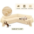thumbnail image 3 of HDCAXKJ Washable L Shape Sofa Covers Reversible Sectional Couch Covers Corner Sofa Slipcovers Blankets Sofa Cover for Living Room Home Decor,91"x276",Khaki, 3 of 10