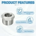 thumbnail image 4 of Uxcell Stainless Steel Reducer Hex Bushing, Pipe Reducing Adapter Fitting Connector 1" BSPT Male to 1/2" BSPT 4, 4 of 6