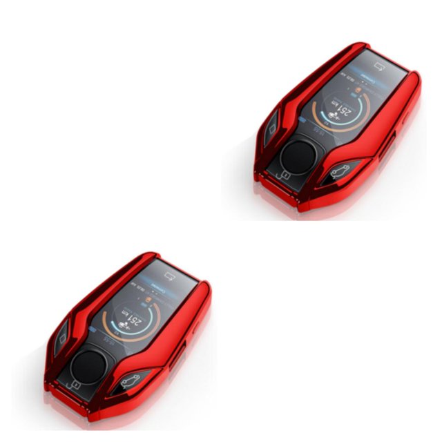 sweethay Car Key Fob Elegante Reemplazo Decorativo Pantalla Táctil Anodizado Galvanizado Funda Protectora Accesorios Rojo Rojo 2piezas