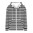thumbnail image 5 of Xudanell Womens Tops Thickened Jacket Hooded Coat Color Stripes Sweatshirt Zip up Hoodie Black XL, 5 of 5