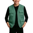 thumbnail image 2 of TGSLY Utility Cargo Vest for Children Lightweight Zip Up Sleeveless Layering Gilet Loose Casual Solid Color Fall Winter Outdoor Waistcoat 7-8 Years, 2 of 7