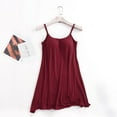 thumbnail image 4 of Huowey Women'S Nightdress Stain Skill V-Neck Sleeveless Spaghetti Strap Dressing Gown Solid Color Short Sleepwear Night Dress Short Negligees Chemise,Wine,L, 4 of 5