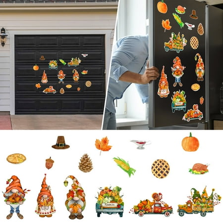 

Thanksgiving Turkey Corn Pumpkin Magnetic Fridge Sticker Garage Door Sticker Decorative Wall Sticker Decor(Stickers)