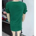thumbnail image 1 of Camiseta holgada informal para mujer, camiseta de manga corta con cuello en V para mujer, camiseta fruncida con diseño elevado para mujer, 1 of 3