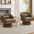 thumbnail image 3 of QinaQin Sillón barrel giratorio 360°, tapizado y acolchado con respaldo acanalado, ideal para sala, recámara, oficina o rincón de lectura, 3 of 8