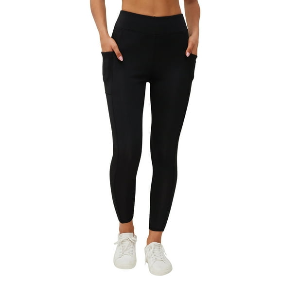 Timegard Leggings with Pockets for Women Fleece Lined High Waist Belly Control Yoga Pant Butt Lifting Sports Workout Trousers