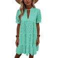 thumbnail image 5 of Fashion Oversize Beach Dresses for Womens 2026 Summer Solid Short Sleeve V-Neck Lace Lightweight Maxi Wedding Guest Dresses, 5 of 8