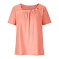 thumbnail image 4 of EINCcm Womens Short Sleeve Blouses Round Neck Short Sleeve Casual Loose Fit T Shirts Button Decor Summer Tunic Tops, 4 of 6