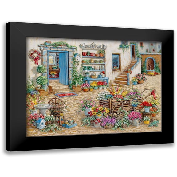 Kruskamp, Janet 24x19 Black Modern Framed Museum Art Print Titled - Courtyard Flower Shoppe