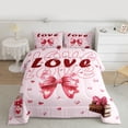 thumbnail image 2 of Feelyou Love Heart Bow-tie Twin Comforter Sets, Princess Pink Fashion Bedding Set, 2pcs, 2 of 8