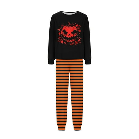 

Nisorays Family Halloween Pajamas Horror Pumpkin Face Print Holiday Sleepwear Matching Halloween Pjs for Family Photography Outfit Women