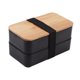 thumbnail image 3 of Recipiente Doble Capa Caja Bento Compartimentos con Tapa Bambú y Cubiertos Portátil PP Elegante Adecuada para Oficina Hogar Viajes Picnic Negro, 3 of 9