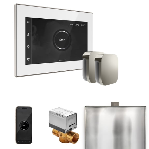 Mr Steam XButler Max Steam Shower Ctrl Pkg w/iSteamX Control and Steamhead in White Polished Nickel