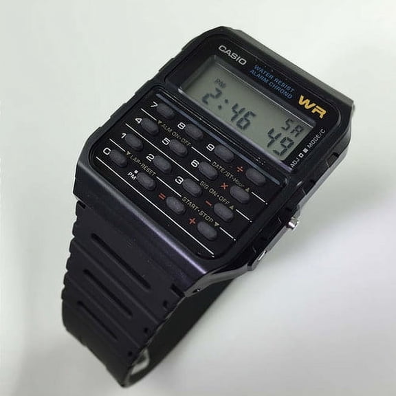 CA53W-1 Men's Databank Black Dial Rubber Strap Calculator Chrono Watch