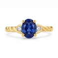 thumbnail image 4 of RYLOS Rings for Women 14K Gold Plated Silver Classic Style Birthstone Ring 7X5MM Oval Gemstone & Diamonds September Sapphire Jewelry for Women Size 7, 4 of 8
