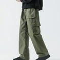thumbnail image 4 of Wyobmus Mens Cargo Pants Classic Fit Pants Cotton Mens Work Pants Casual Elastic Mid Waist Drawstring Pants,M-5Xl Olive Green, 4 of 4