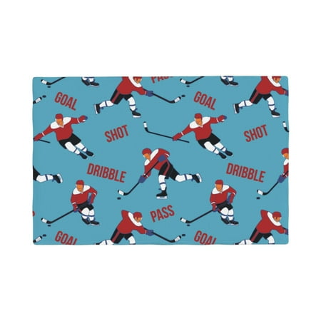

Placemats Set of 6 ice hockey player stick blue Place mats for Dining Table Indoor/Outdoor Cute Heat Resistant Washable Table Mats(18 x 12 )